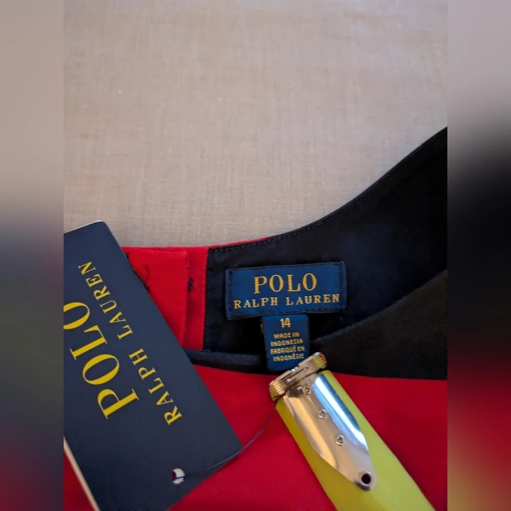 Polo Ralph Lauren Navy And Red Dress Child 14 NWT